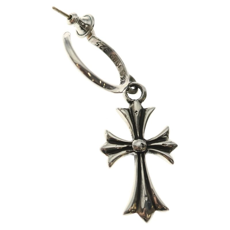 Chrome Hearts Tiny CH Cross Hoop Earrings Silver