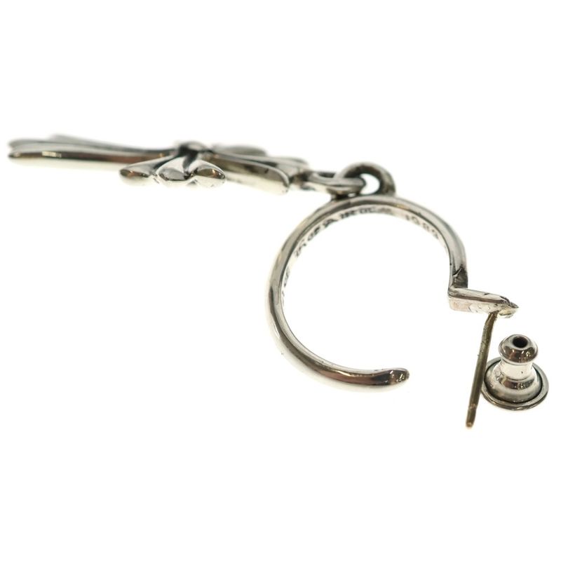 Chrome Hearts Tiny CH Cross Hoop Earrings Silver
