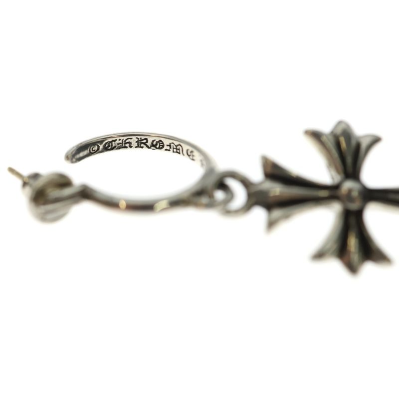 Chrome Hearts Tiny CH Cross Hoop Earrings Silver