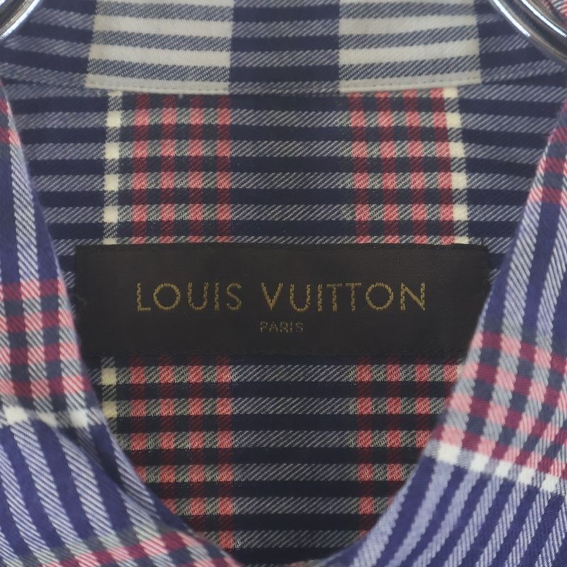 Louis Vuitton Regular Color Long Sleeve Shirt Check Pattern Red Blue