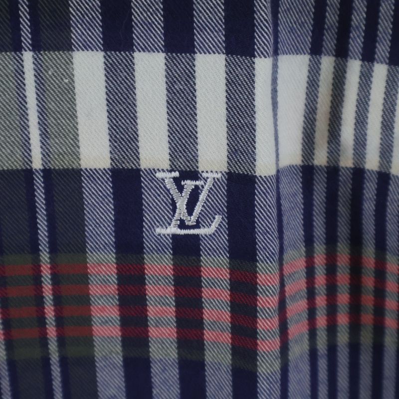 Louis Vuitton Regular Color Long Sleeve Shirt Check Pattern Red Blue
