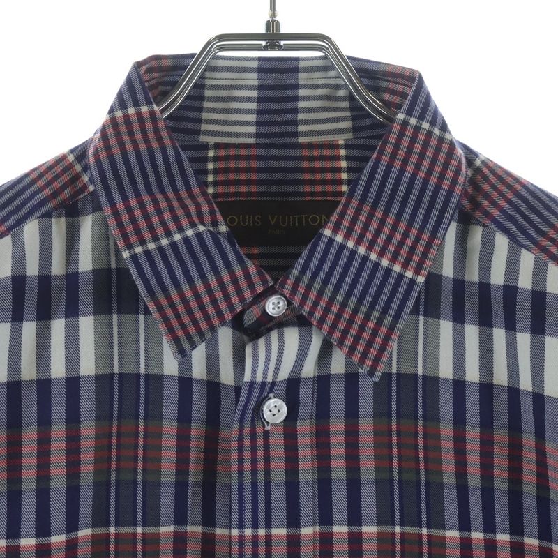 Louis Vuitton Regular Color Long Sleeve Shirt Check Pattern Red Blue
