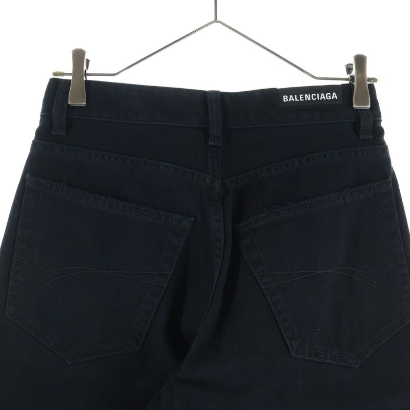 Balenciaga Zip Fly Cutoff Denim Shorts Black