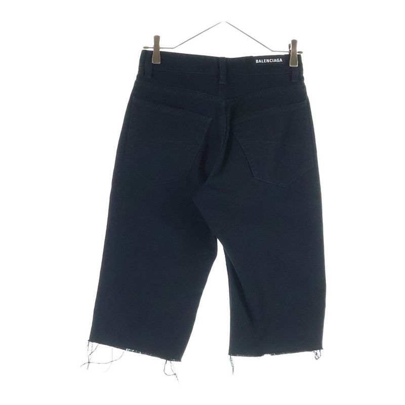 Balenciaga Zip Fly Cutoff Denim Shorts Black