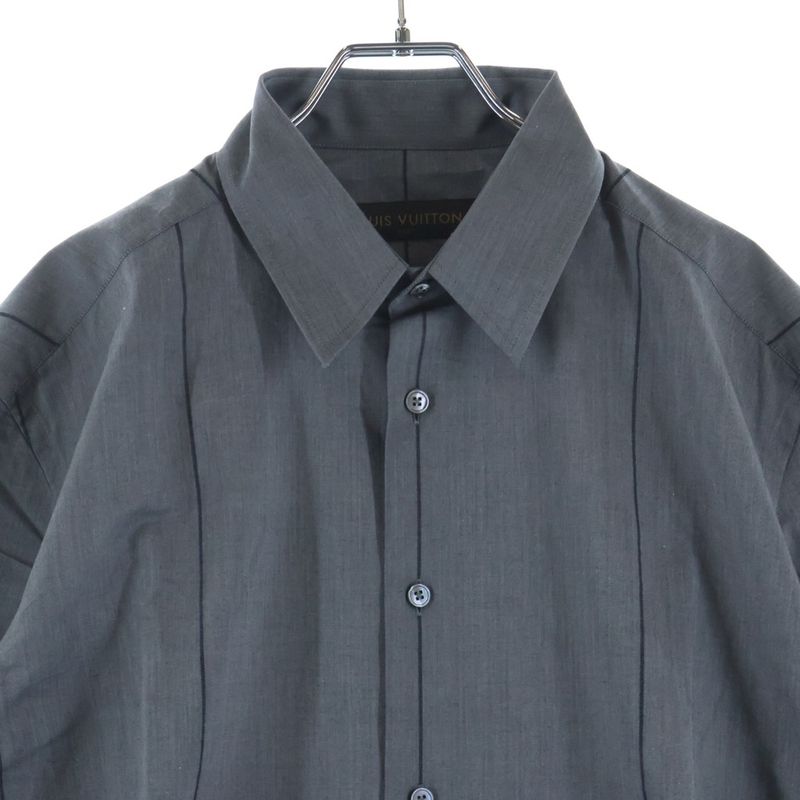 Louis Vuitton Chepron Stripe Long Sleeve Shirt Top Gray