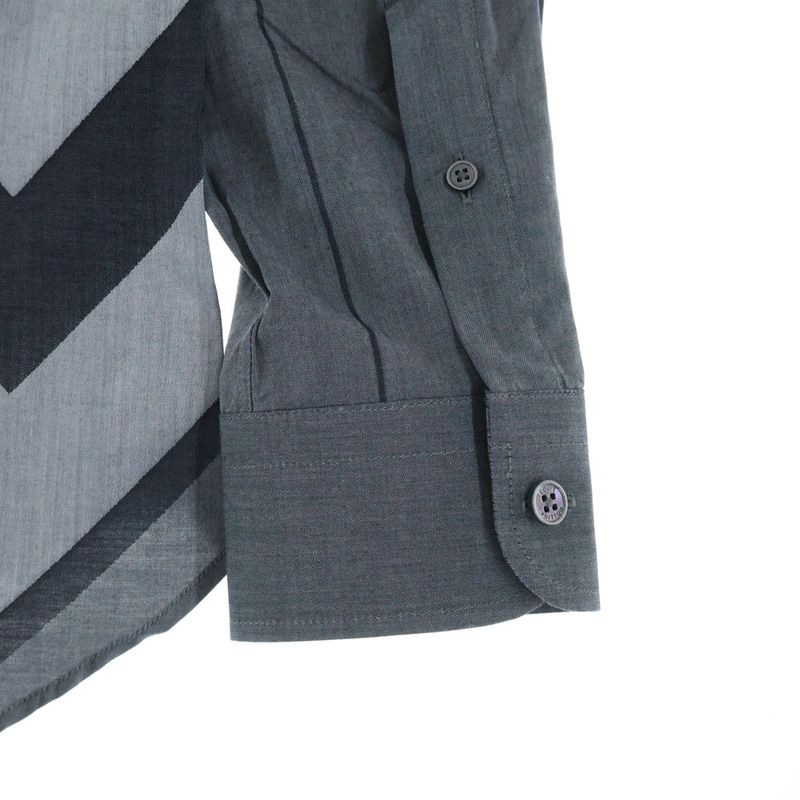 Louis Vuitton Chepron Stripe Long Sleeve Shirt Top Gray