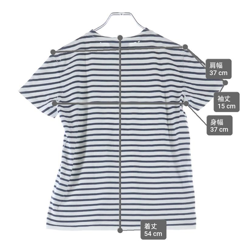 Miu Miu Front Logo Crew Neck Border Pattern Short Sleeve T-Shirt Cut White Navy