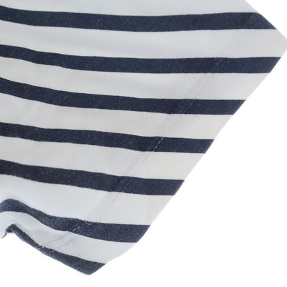 Miu Miu Front Logo Crew Neck Border Pattern Short Sleeve T-Shirt Cut White Navy
