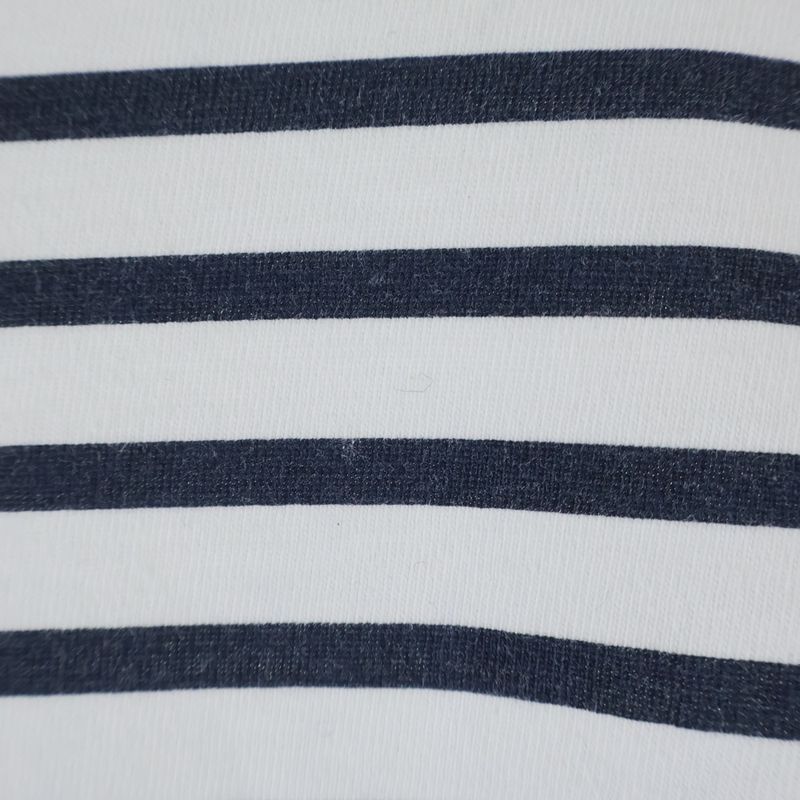 Miu Miu Front Logo Crew Neck Border Pattern Short Sleeve T-Shirt Cut White Navy