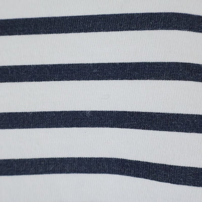 Miu Miu Front Logo Crew Neck Border Pattern Short Sleeve T-Shirt Cut White Navy