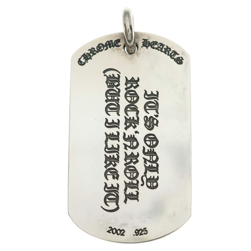 Chrome Hearts D Tag Lrg LT Dog Tagura Zilip and Tan Pendant Top Silver