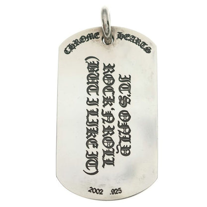 Chrome Hearts D Tag Lrg LT Dog Tagura Zilip and Tan Pendant Top Silver