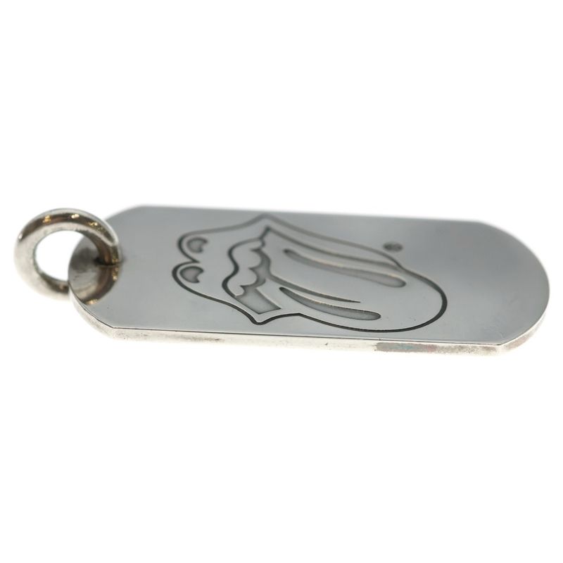 Chrome Hearts D Tag Lrg LT Dog Tagura Zilip and Tan Pendant Top Silver