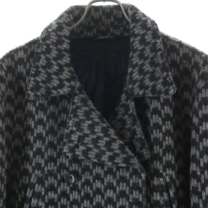 Dolce & Gabbana Wool Knit Double Breasted Peacoat Jacket Gray