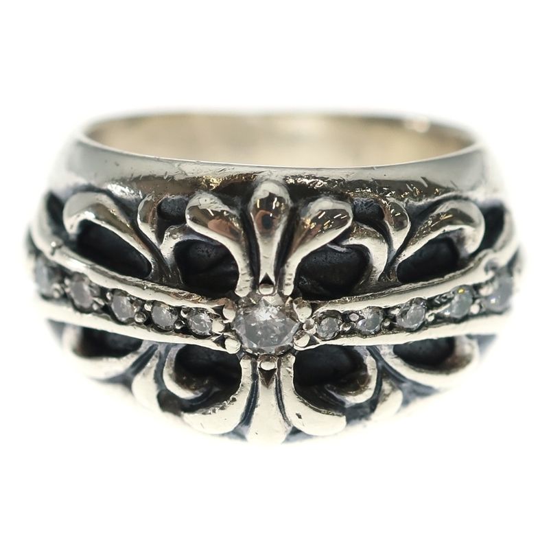 Chrome Hearts Flrl Crs Dmnd Floral Cross Ring Aftermarket Diamond Silver