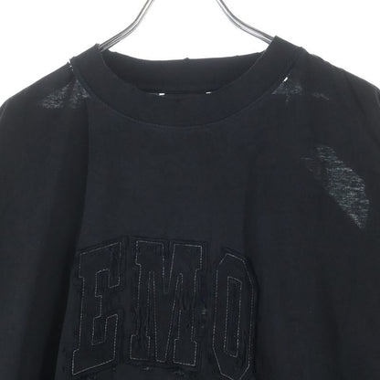 Balenciaga Logo Motif Emo T-Shirt Front Embroidery Crew Neck Short Sleeve