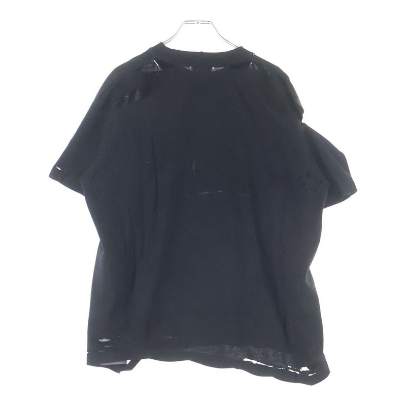 Balenciaga Logo Motif Emo T-Shirt Front Embroidery Crew Neck Short Sleeve