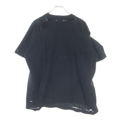 Balenciaga Logo Motif Emo T-Shirt Front Embroidery Crew Neck Short Sleeve