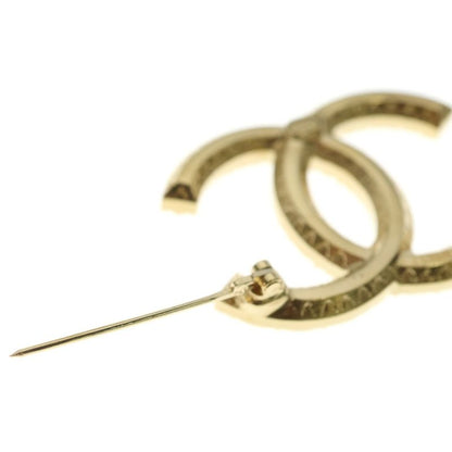 Chanel CC Logo Rhinestone Pin Badge Brooch Gold
