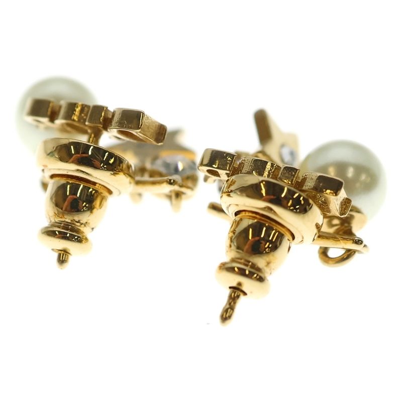 Dior Logo Faux Pearl Earrings Gold