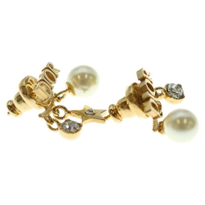 Dior Logo Faux Pearl Earrings Gold
