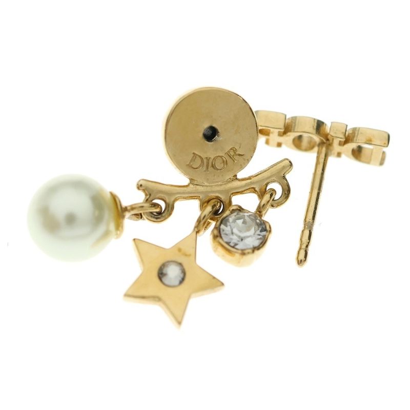Dior Logo Faux Pearl Earrings Gold