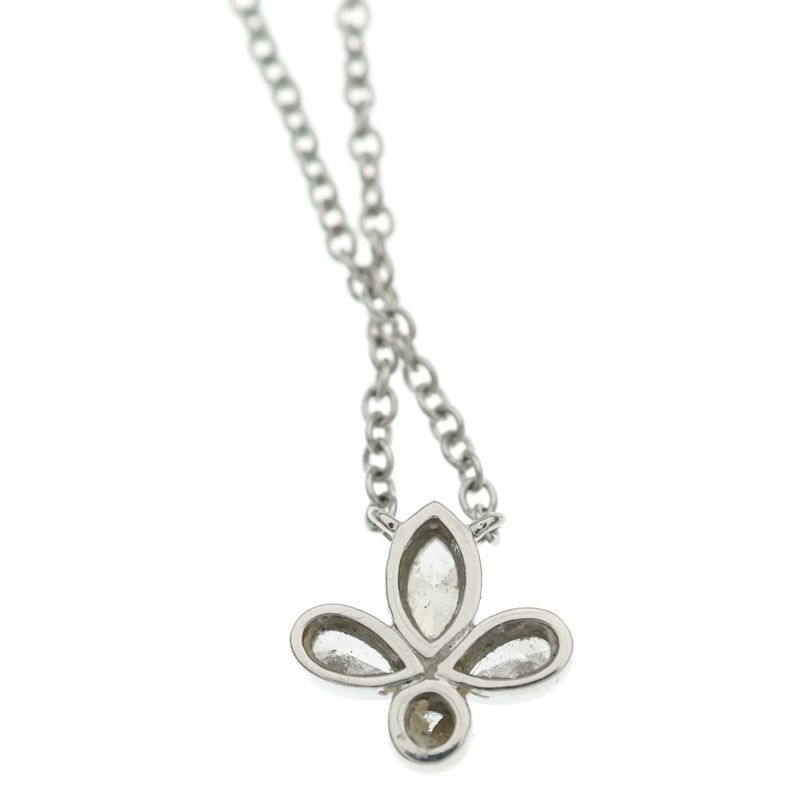 Tiffany & Co Fleur de Lis Diamond Necklace Pendant Chain Silver
