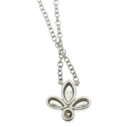 Tiffany & Co Fleur de Lis Diamond Necklace Pendant Chain Silver