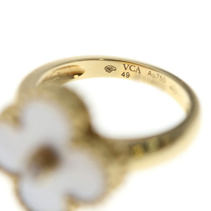 Van Cleef & Arpels Vintage Alhambra Mother of Pearl Diamond Yellow Gold Ring
