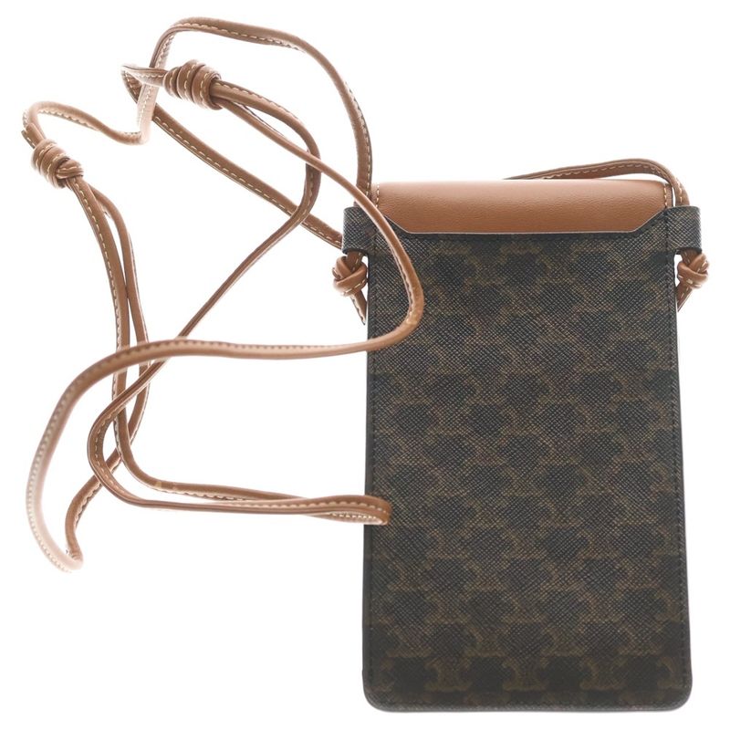Celine Triomphe Mobile Pouch Mini Shoulder Bag Brown Leather