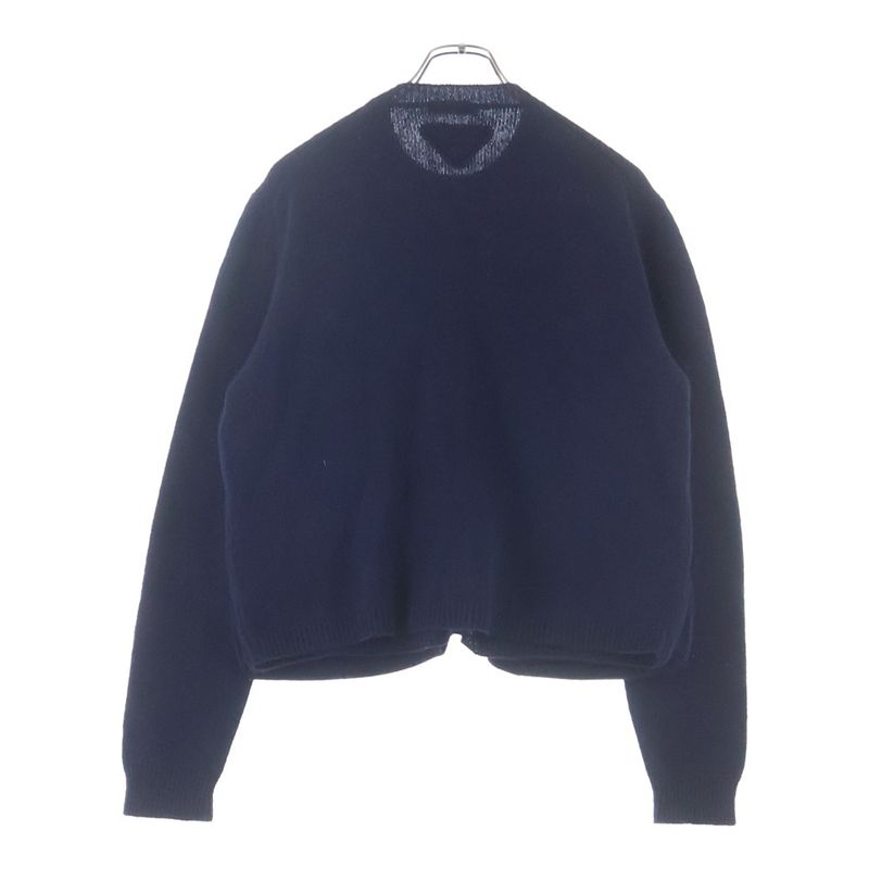 Prada Shetland Wool Crew Neck Sweater Knit Navy