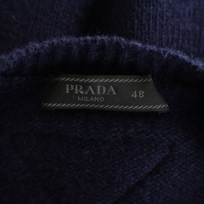 Prada Shetland Wool Crew Neck Sweater Knit Navy