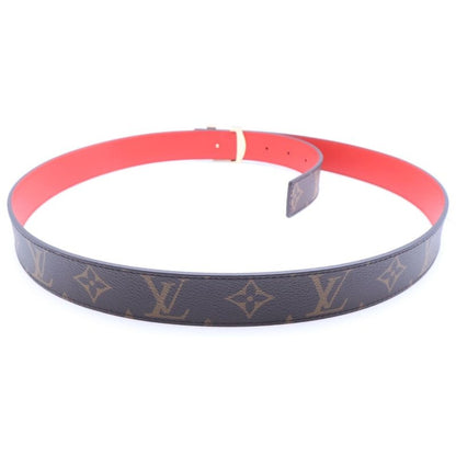 Louis Vuitton Monogram Ceinture LV Initial Leather Belt Brown Red