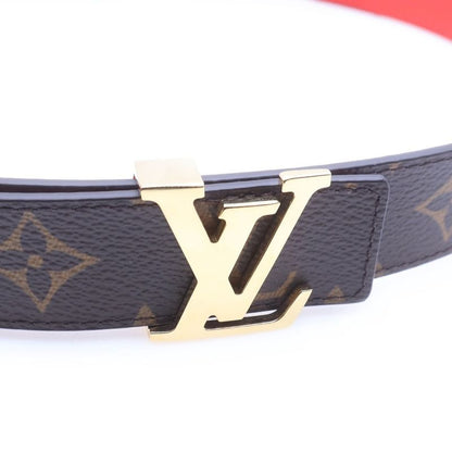 Louis Vuitton Monogram Ceinture LV Initial Leather Belt Brown Red