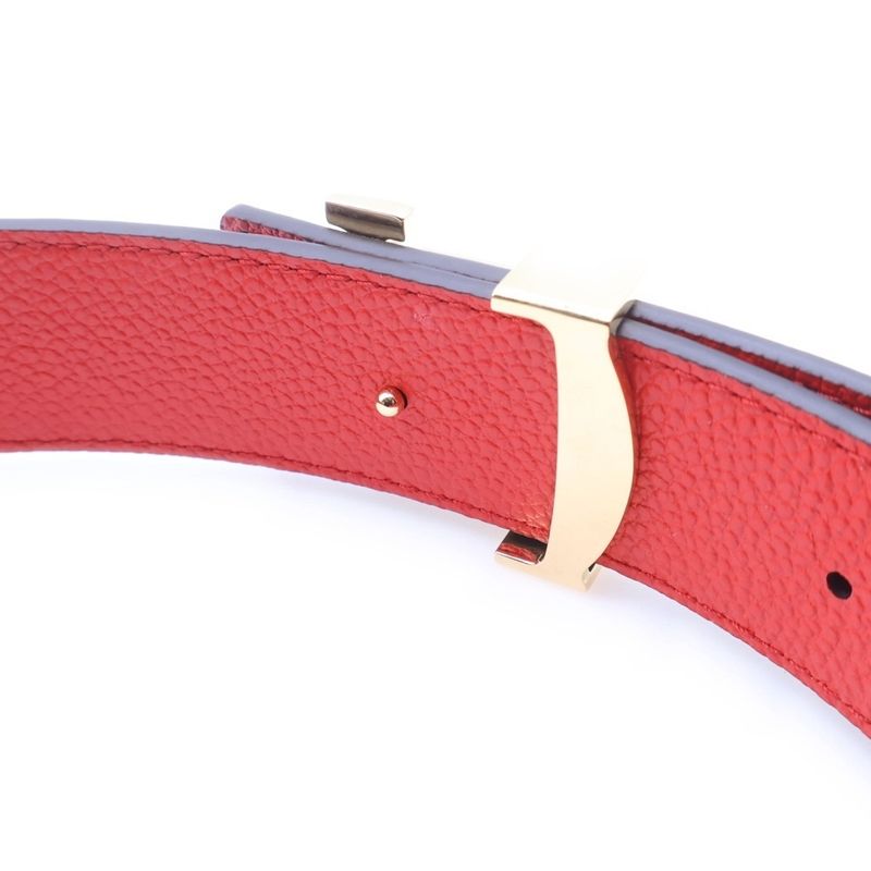 Louis Vuitton Monogram Ceinture LV Initial Leather Belt Brown Red
