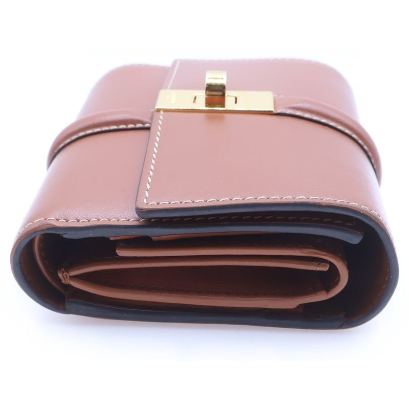 Celine Small Trifold Wallet Compact Brown Camel Leather