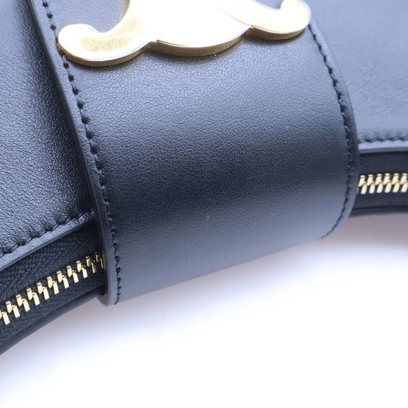 Celine Ava Triomphe Shoulder Bag Black Smoothie Fusskin
