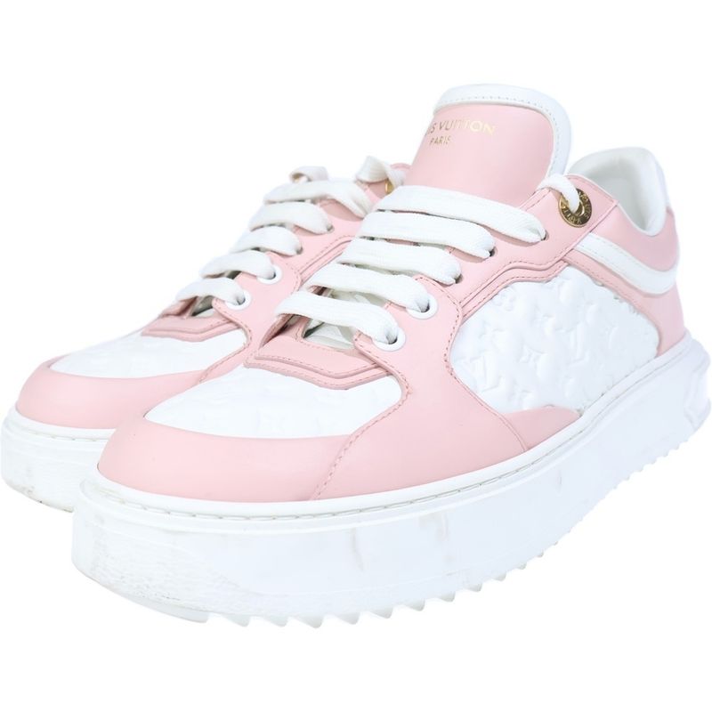 Louis Vuitton Time Out Sneaker Monogram Low Cut Sneakers Pink White