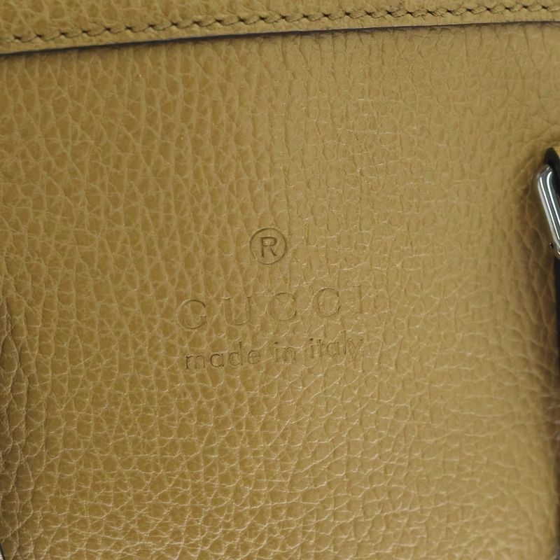 Gucci 2-Way Log Leather Shoulder Bag Beige