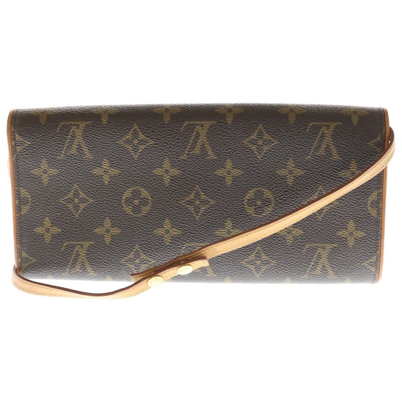 Louis Vuitton Monogram Pochette Twin GM Mini Shoulder Bag Brown Leather