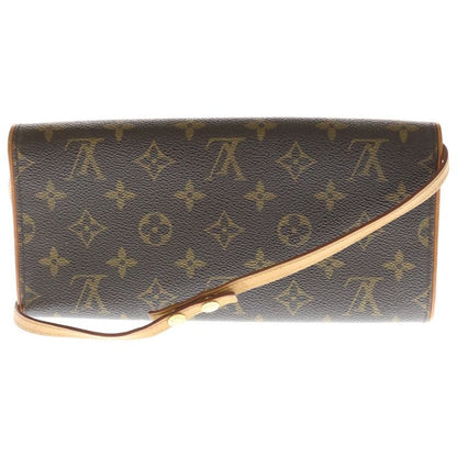 Louis Vuitton Monogram Pochette Twin GM Mini Shoulder Bag Brown Leather