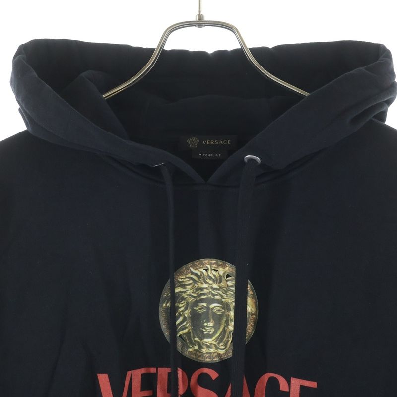Versace Signature Medusa Logo Print Pullover Hoodie Black Sweater