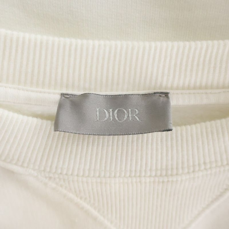 Dior Homme Front CD Logo Embroidery Crew Neck Sweatshirt White Sneaker