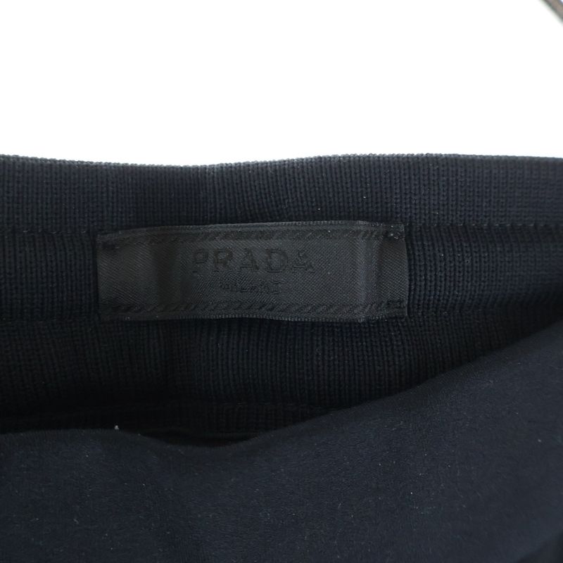 Prada Track Pants Rubber Triangle Logo Zip Easy Black