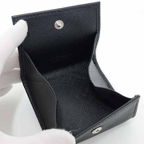 Prada Saffiano Triangle Coin Purse Black