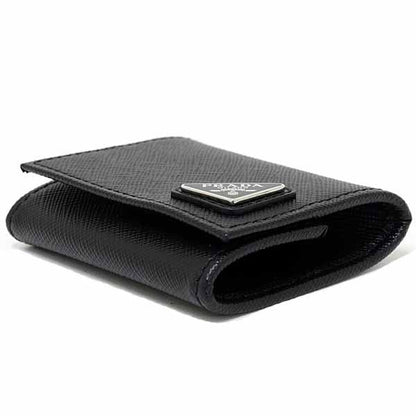 Prada Saffiano Triangle Coin Purse Black
