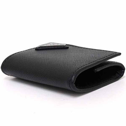 Prada Saffiano Triangle Coin Purse Black