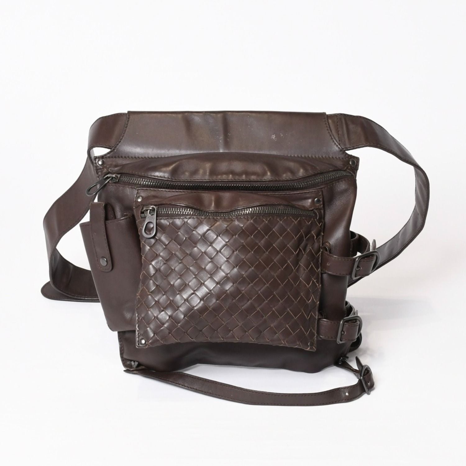 Bottega Veneta Intrecciato Waist Bag Brown Leather Antique