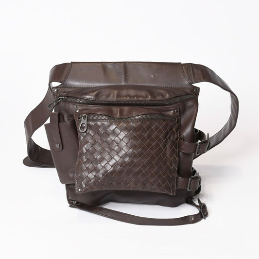 Bottega Veneta Intrecciato Waist Bag Brown Leather Antique