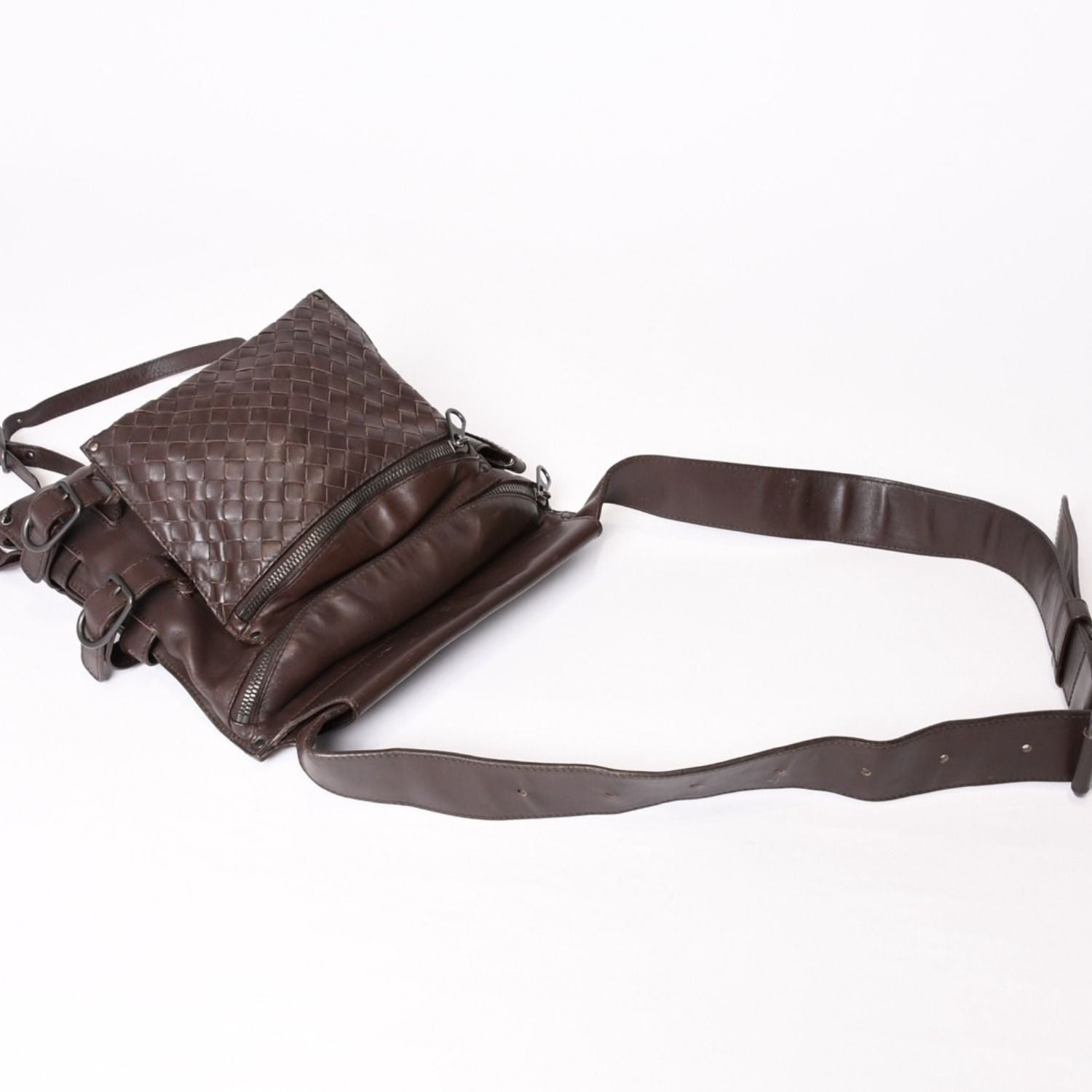 Bottega Veneta Intrecciato Waist Bag Brown Leather Antique — view 7